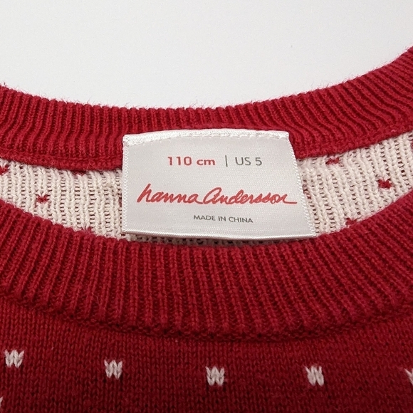 Hanna Andersson Red and White Fair Isle Winter Sweater - Picture 3 of 4